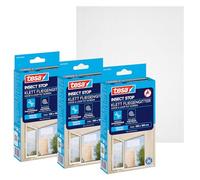 tesa INSECT STOP H&L Fly Screen for Window - mosquitera con cinta autoadhesiva, corte a medida, sin taladrar, blanco - 3x 130 x 150 cm