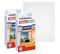 tesa INSECT STOP H&L Fly Screen Premium for Windows - mosquitera con cinta autoadhesiva, removible sin residuos, antracita - 2x 100 x 100 cm