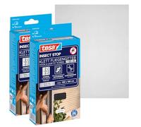 tesa INSECT STOP H&L Fly Screen Premium for Windows - mosquitera con cinta autoadhesiva, removible sin residuos, antracita - 2x 130 x 130 cm