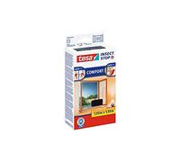 tesa Insect Stop Malla Mosquitera COMFORT para Ventanas, Mosquitera Autoadhesiva con Cierre de Gancho y Bucle, Tela Antimosquitos, Blanca, 130 cm x 150 cm