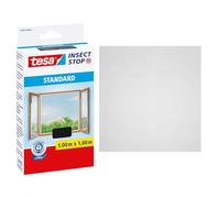 tesa INSECT STOP Mosquitera gancho-bucle - 100 x 100 cm - Antracita | Mosquitera recortable para ventanas - montaje sin taladro, cinta autoadhesiva de gancho y bucle - lavable