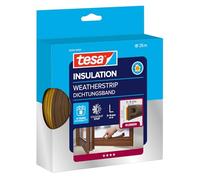 tesa INSULATION L junta de goma - Junta autoadhesiva para el aislamiento de huecos en ventanas y puertas - Marrón - 25 m x 9 mm x 5,5 mm