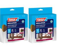 tesa INSULATION XL junta de goma - Sello autoadhesivo para el aislamiento de huecos en ventanas y puertas - Marrón - 25 m x 9 mm x 7 mm (Paquete de 2)