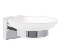 tesa Jabonera Ekkro, de metal cromado brillante, autoadhesiva, tecnología de montaje adhesiva, 51 x 110 x 131 mm
