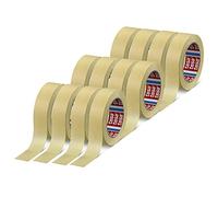 tesa Krepp 4323 Basic - Cinta de enmascarar (para trabajos de pintura ligeros en interiores, 50 m x 25 mm, 12 unidades), color beige claro
