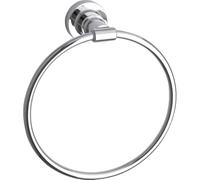 tesa LUUP Toallero de anilla - 185 x 205 x 75 mm | Toallero de anilla ovalado sin taladrar - Metal cromado - Adhesivo incluido