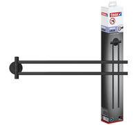 tesa Toallero Moon 40562-00000-00 – Doble barra 2 brazos, autoadhesivo, sin taladro, negro mate