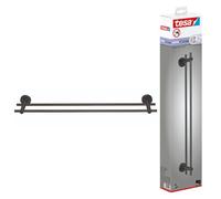 tesa® Moon Toallero Autoadhesivo de Doble Barra - Secatoallas de Metal Revestido de PVD, Cepillado en Grafito - sin Taladrar, Incluye Solución Adhesiva - 112 mm x 640 mm x 50 mm