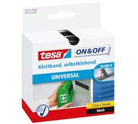 tesa Cinta de gancho y bucle On & Off autoadhesiva para objetos ligeros Negro 2 cm x 250 cm