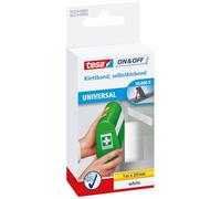 tesa Cinta adhesiva de velcro On & Off autoadhesiva blanca 20 mm x 100 cm
