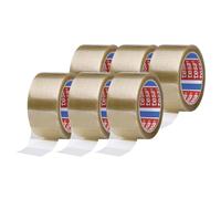 tesa Pack PP 4195 - Cinta adhesiva para embalar paquetes y cajas de cartón, transparente, 6 rollos de 66 m x 50 mm