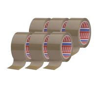 tesa Pack PP 4195 - Cinta adhesiva para paquetes y cajas (6 rollos, 66 m x 50 mm), color marrón