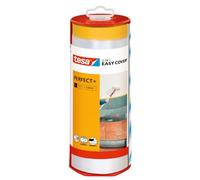 tesa Plástico Protector Perfect+ y Dispensador L - Cinta de Carrocero 3en1 con Plástico Cubretodo y Dispensador - Para Cortes Precisos - Con Cubierta de Cuchilla - 33 m x 1,40 m
