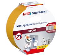 tesa Cinta de montaje Powerbond INDOOR – doble cara, adhesivo fuerte, montaje permanente, 5 m