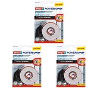 tesa Powerbond Ultra Fuerte: cinta de doble cara 1,5m x 19mm, Paquete de 3