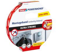 tesa Powerbond Ultra Fuerte: cinta de doble cara 5m x 19mm | Cinta de montaje de doble cara extrafuerte - fijación permanente en interiores y exteriores
