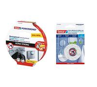 tesa Powerbond Ultra Fuerte: cinta de doble cara 5m x 19mm & Cinta Doble Cara, Cinta Adhesiva Doble Cara para Azulejos Y Metal, Resistente al Agua, 1.5 m x 19 mm