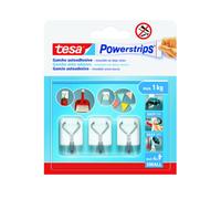 Tesa PowerStrips · 3 Ganchos Adhesivos · Tamaño S · 1kg · Blanco