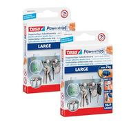 tesa Powerstrips Large - Tiras adhesivas de doble cara para montar objetos en superficies lisas (2 paquetes)