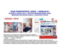 tesa Powerstrips Grande, Tiras Adhesivas Doble Cara adecuadoes para Superficies Planas y Lisas, Para Objetos de hasta 2 kg, Paquete con 10 Powerstrips