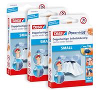 tesa Powerstrips Small - Tiras adhesivas de doble cara para montar objetos en superficies lisas - Hasta 1 kg de potencia de sujeción - 3 paquetes de 14 tiras de alimentación