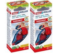 Tesa Roller ecoLogo Pegamento en Cinta Permanente, Rodillo Adhesivo Recargable con Cinta Doble Cara Resistente al Rompimiento, Sin Disolventes, 14 m x 8.4 mm (Paquete de 2)