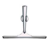 tesa SPAA Limpiacristales para ducha - 239 x 175 x 55 mm | Rasqueta de ducha con soporte sin taladrar - Plástico cromado y metal - Adhesivo incluido