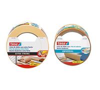 tesa TE05672-00000-11 Cinta Doble Cara Extra Fuerte 25m x 50mm Beige, incoloro & TE56171-00005-11 Cinta doble cara Universal 10m x 50mm beige, Standard, 10 m x 50 mm