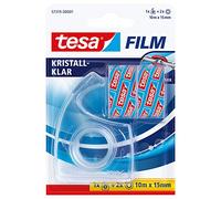 tesa tesafilm - Cinta adhesiva transparente con soporte (2 rollos, 10 m x 15 mm)