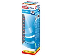 tesa tesafilm - Cinta Adhesiva Transparente - Crystal - Cinta Celo Ultra Transparente - Invisible en la Mayoría de Superficies - Fuerte Adhesión - Paquete con 10 Rollos - 10 x 19 mm