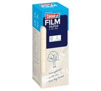 tesa tesafilm PAPER - cinta adhesiva transparente, escribible y rasgable a mano, desenrollado silencioso, ideal para manualidades y regalos, 8 rollos 19 mm x 33 m