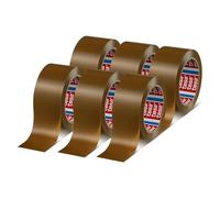 tesa Tesapack 4124 - Cinta adhesiva para paquetes y cajas de cartón (6 unidades, 66 m x 50 mm), color marrón