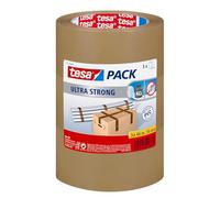Tesa Tesapack Cinta Adhesiva para Embalar, Sellar y Empaquetar, Resistente al envejecimiento y al desgarro, Extra fuerte y sin disolventes, Marrón, 3 x 66 m x 50 mm, Marrón