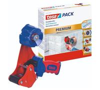 tesa tesapack - Dispensador Manual Premium - Precintadora de Cintas para Embalaje Profesional - Ergonómico y Robusto - Para Rollos 50 mm de ancho - Color: Azul y Rojo