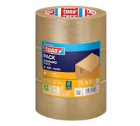 tesa tesapack STANDARD PAPER - Cinta de embalaje de papel - 56% de materiales renovables - Rasgable a mano - Cinta de embalaje para paquetes ligeros - Marrón - 3 rollos de 50 m x 50 mm cada uno