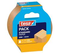 tesa tesapack STANDARD PAPER - Cinta de embalaje de papel - 56% de materiales renovables - Rasgable a mano - Cinta de embalaje para paquetes ligeros - Marrón - 25 m x 38 mm