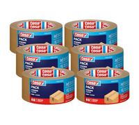 tesa tesapack STRONG PAPER - Cinta de embalaje de papel - 92% Materiales renovables - Rasgable a mano - Cinta de embalaje para paquetes medianos - Marrón - 6 rollos de 50 m x 50 mm cada uno
