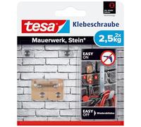 tesa Tornillo adhesivo cuadrado para mampostería/piedra - 2,5 kg - 2 uds. | Soporte rectangular autoadhesivo para superficies rugosas y firmes - interior/exterior - 2,5 kg por tornillo