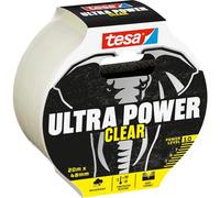 tesa Ultra Power Clear Cinta de reparación - Transparente - 20 m x 48 mm | Cinta adhesiva transparente para reparaciones invisibles - Resistente a la intemperie y rasgable a mano