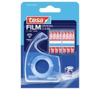 tesafilm Crystal Clear Cinta adhesiva - 2 rollos con dispensador | 2 rollos de cinta transparente de 10 m x 15 mm - Gran adherencia - Sin disolventes - Con dispensador