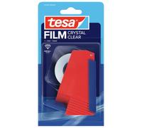 tesafilm Dispensador manual rojo/azul - 1 rollo Crystal Clear | Dispensador manual con soporte adhesivo - Manejo con una mano - Incluye 1 rollo de 33 m x 15 mm