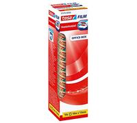 tesafilm transparente - Cinta Autoadhesiva Resistente al Paso del Tiempo y al Rompimiento - Cinta de Oficina con Fuerte Adhesión - 10 m x 15 mm - 10 Piezas