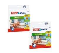 tesamoll Perfil E - Paquete de 2 - Burlete de Caucho Autoadhesivo para Aislar Ventanas y Puertas y Sellar Huecos - Blanco - 2x 10 m x 9 mm x 4 mm