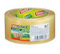 tesapack Bio & Strong - Cinta Adhesiva Extra Fuerte para Embalaje - Hecha de 98 Prozent Material Biológico - Sostenible y Reciclable - 66 m x 50 mm - Transparente