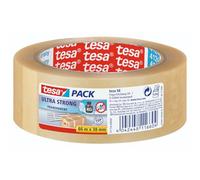 tesapack Cinta Adhesiva para Embalar, Sellar y Empaquetar, Resistente al envejecimiento y al desgarro, Extra fuerte y sin disolventes, 66 m x 38 mm, Transparente