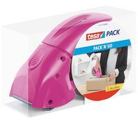 tesa Dispensador PACK'N'GO ergonómico rosa, incluye rollo 50 m x 48 mm