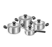 Tescoma 730808 Batería de Olla Acero Inoxidable 8 Piezas con Tapas Línea Brava