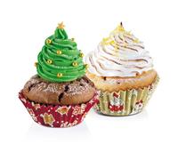 Tescoma - Pack 60 Moldes de Papel Ø 6 cm Delicia Navidad - Cápsulas para Cupcakes y Repostería - Resistentes al Calor - Desechables