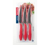 Tescoma Presto Cuchillo Chuletero, Acero Inoxidable, Rojo, 29.5x12x3 cm, 6 Unidades