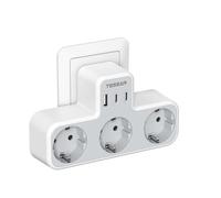 TESSAN 6 en 1 Ladron Enchufe Plano con 2 USB C, Triple Enchufe Multiple